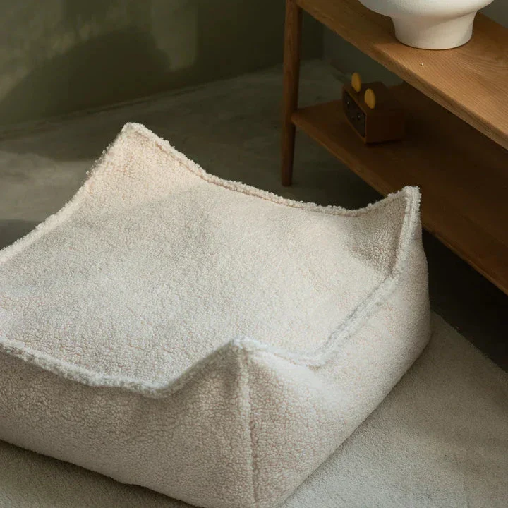 Wigiwama Square Baby Pouffe Ottoman Cream White