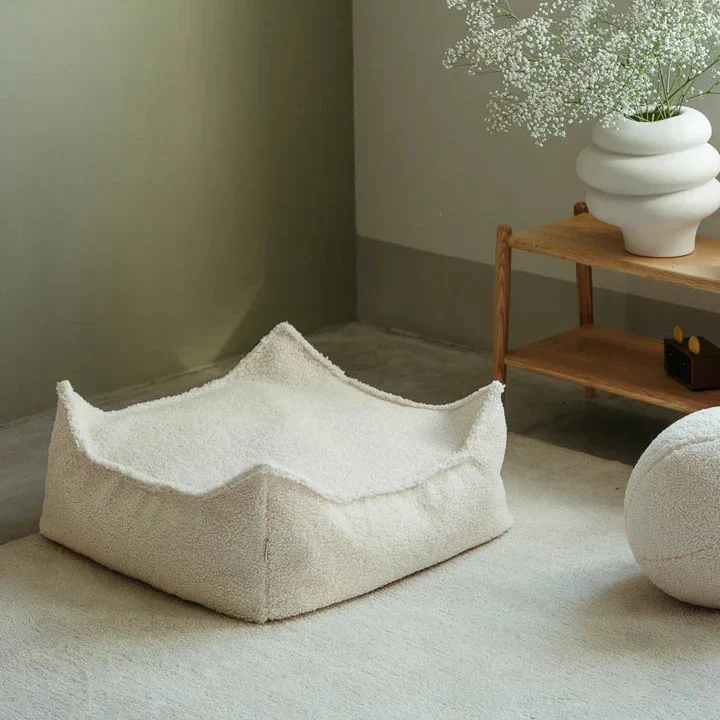 Wigiwama Square Baby Pouffe Ottoman Cream White