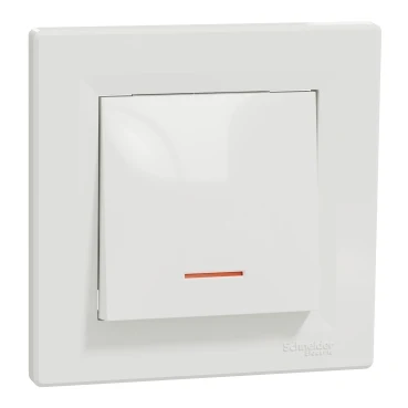 Еднополюсен ключ с глим лампа, 10AX безвинтов монтаж, бял Schneider Electric