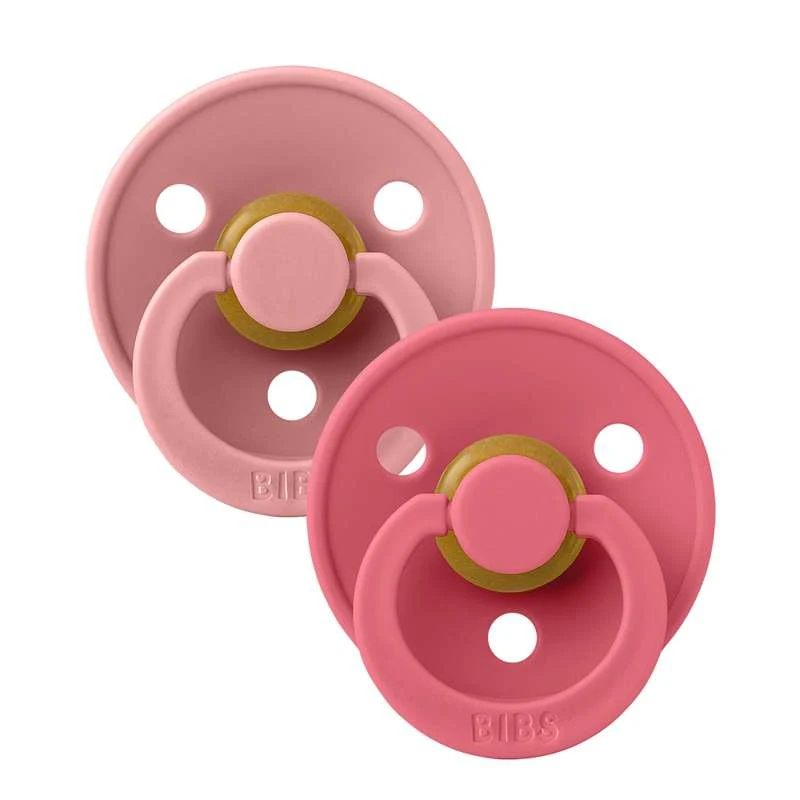 Bibs Anatomical Colour Pacifier - 2-Pack - sz. 2 - natural rubberized - Dusty Pink/Coral