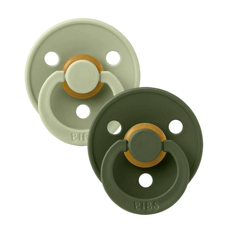 Bibs Anatomical Colour Pacifier - 2-Pack - sz. 2 - natural tpr - Sage/Hunter Green