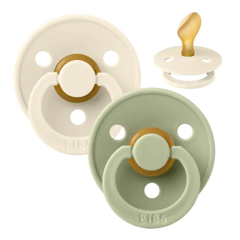 Bibs Anatomical Colour Pacifier - 2-Pack - sz. 2 - natural rubberized - Ivory/Sage