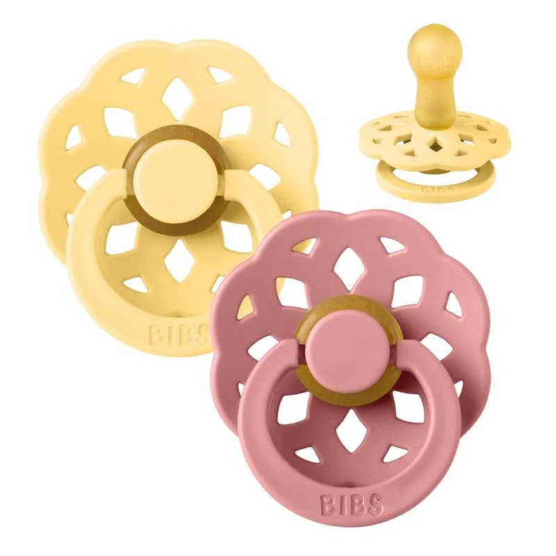 Bibs Boheme Pacifier - 2-Pack - sz. 2 - natural rubberized - Pale Butter/Dusty Pink