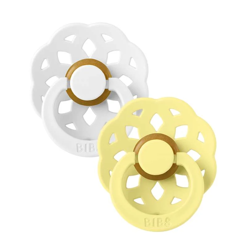 Bibs Boheme Pacifier - 2-Pack - sz. 2 - natural rubberized - White/Sunshine