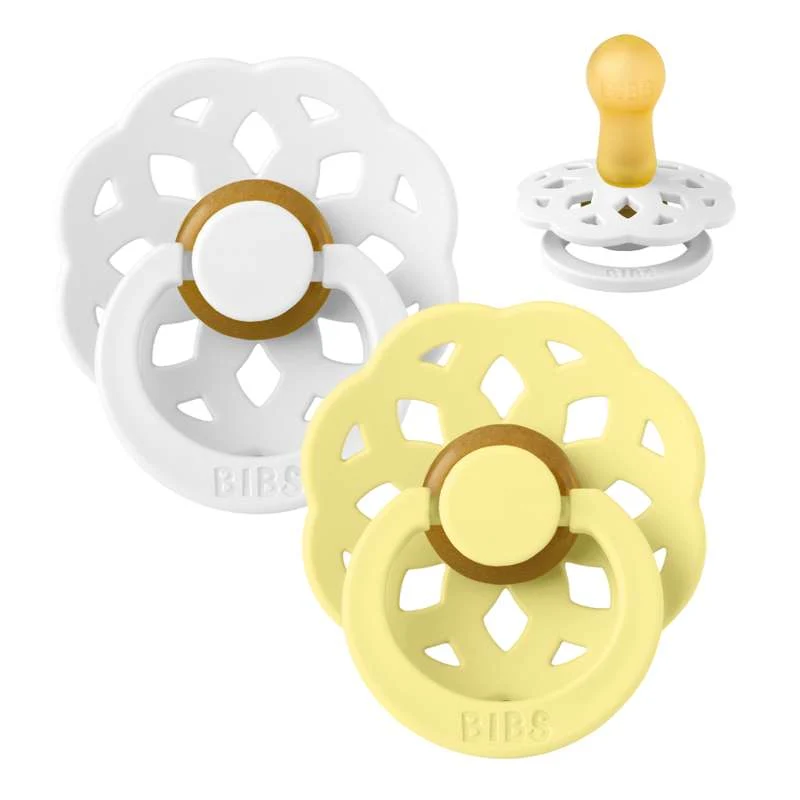 Bibs Boheme Pacifier - 2-Pack - sz. 2 - natural rubberized - White/Sunshine