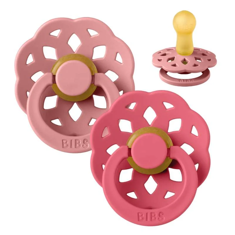 Bibs Boheme Pacifier - 2-Pack - sz. 2 - natural rubberized - Dusty Pink/Coral