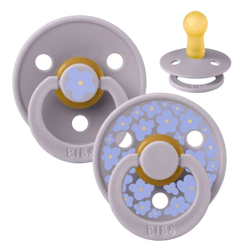 Bibs Round Colour Pacifier - 2-Pack - sz. 2 - natural rubberized - Studio - Jasmine - Fossil Grey/Fossil Grey
