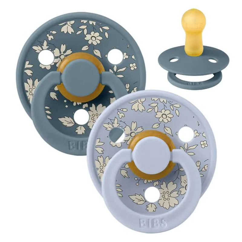 Bibs Round Colour Pacifier - 2-Pack - sz. 2 - natural rubber - Liberty - Capel/Dusty Сапфир Mix
