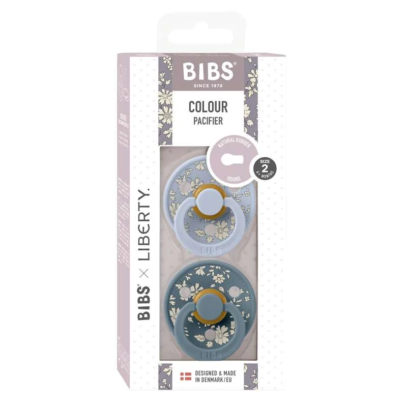 Bibs Round Colour Pacifier - 2-Pack - sz. 2 - natural rubber - Liberty - Capel/Dusty Сапфир Mix