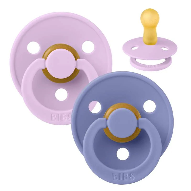Bibs Round Colour Pacifier - 2-Pack - sz. 2 - natural rubberized - Violet Sky/Peri