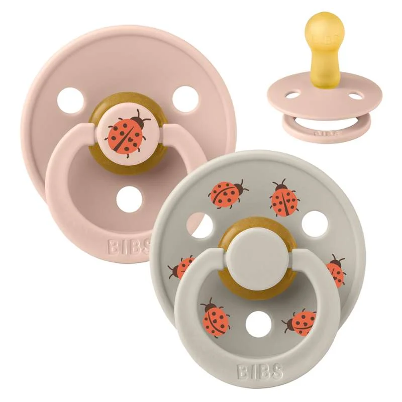 Bibs Round Colour Pacifier - 2-Pack - sz. 2 - natural tpr - Studio - Ladybug - Blush Mix