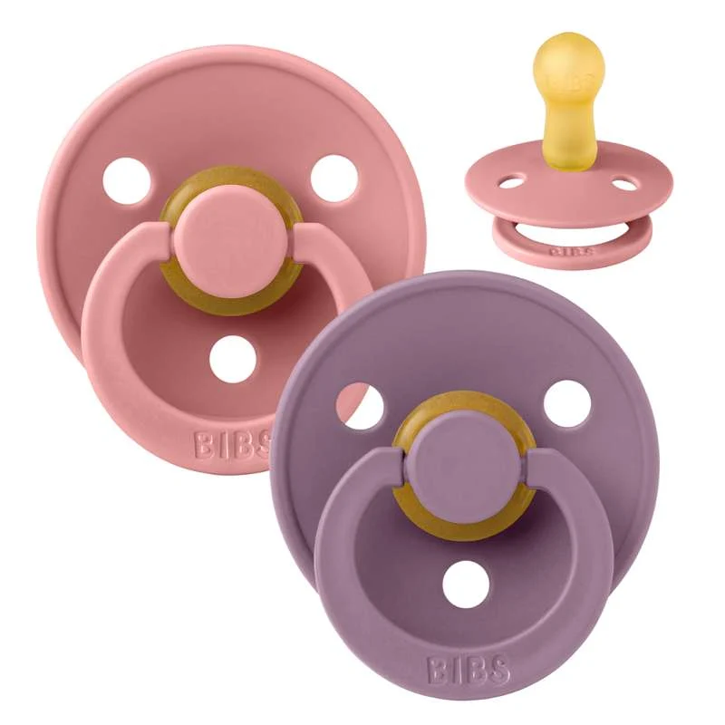 Bibs Round Colour Pacifier - 2-Pack - sz. 2 - natural tpr - Dusty Pink/Mauve