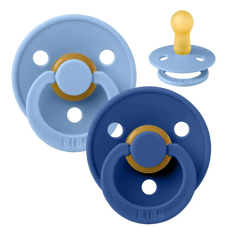 Bibs Round Colour Pacifier - 2-Pack - sz. 2 - natural tpr - Sky Blue/Cornflower