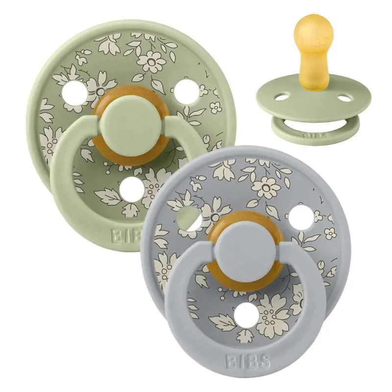 Bibs Round Colour Pacifier - 2-Pack - sz. 2 - natural tpr - Liberty - Capel/Sage Mix