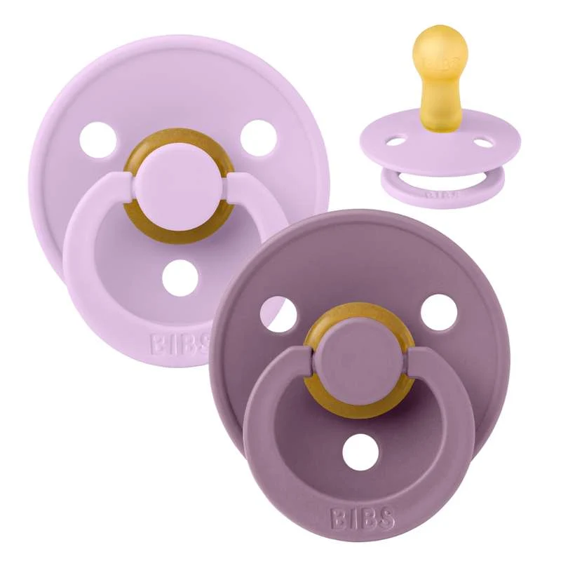 Bibs Round Colour Pacifier - 2-Pack - sz. 2 - natural tpr - Violet Sky/Mauve