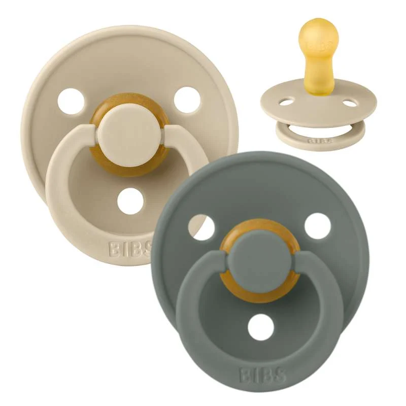 Bibs Round Colour Pacifier - 2-Pack - sz. 2 - natural rubberized - Vanilla/Pine