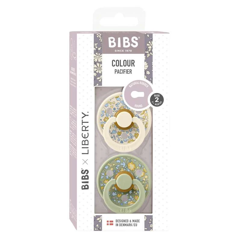 Bibs Round Colour Pacifier - 2-Pack - sz. 2 - natural tpr - Liberty - Eloise/Sage Mix