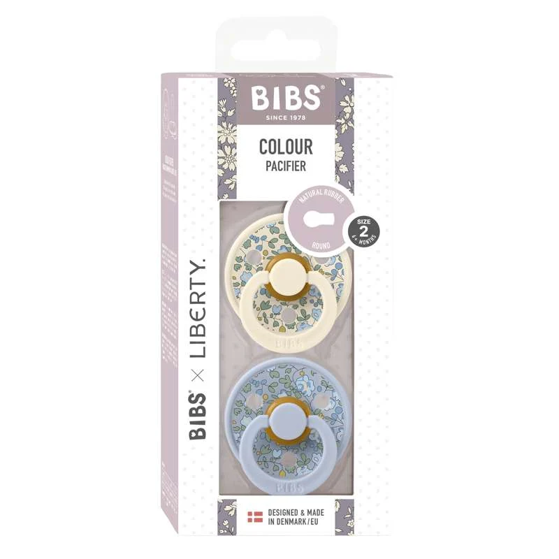 Bibs Round Colour Pacifier - 2-Pack - sz. 2 - natural rubber - Liberty - Eloise/Dusty Cobalt Mix