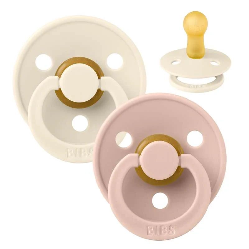 Bibs Round Colour Pacifier - 2-Pack - sz. 2 - natural rubberized - Ivory/Blush