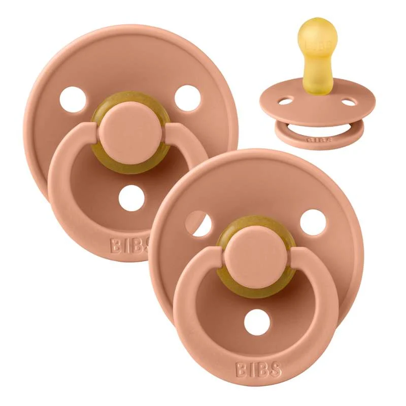Bibs Round Colour Pacifier - 2-Pack - sz. 2 - natural tpr - Peach/Peach