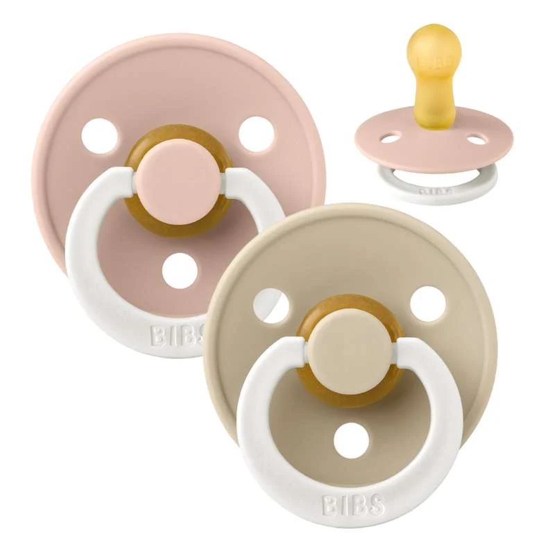 Bibs Round Colour Pacifier - 2-Pack - sz. 2 - natural tpr - GLOW - Blush/Vanilla