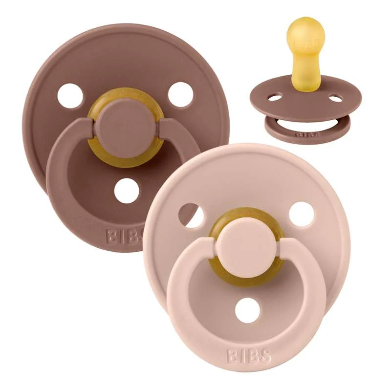 Bibs Round Colour Pacifier - 2-Pack - sz. 2 - natural tpr - Woodchuck/Blush