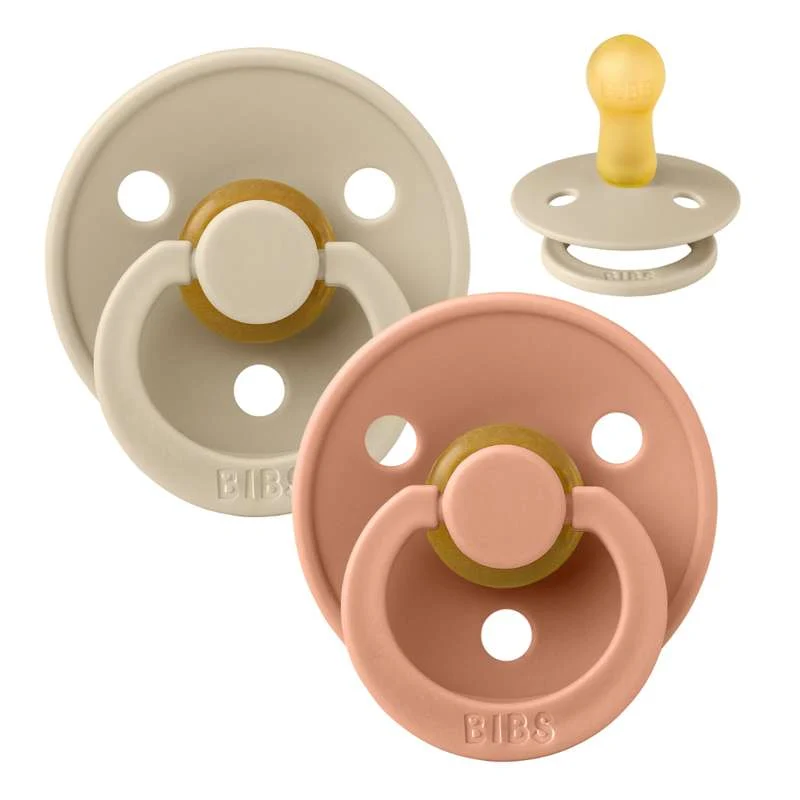 Bibs Round Colour Pacifier - 2-Pack - sz. 2 - natural rubberized - Vanilla/Peach