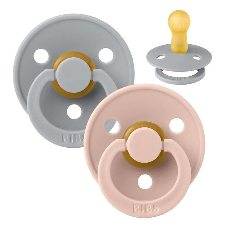 Bibs Round Colour Pacifier - 2-Pack - sz. 2 - natural tpr - Cloud/Blush