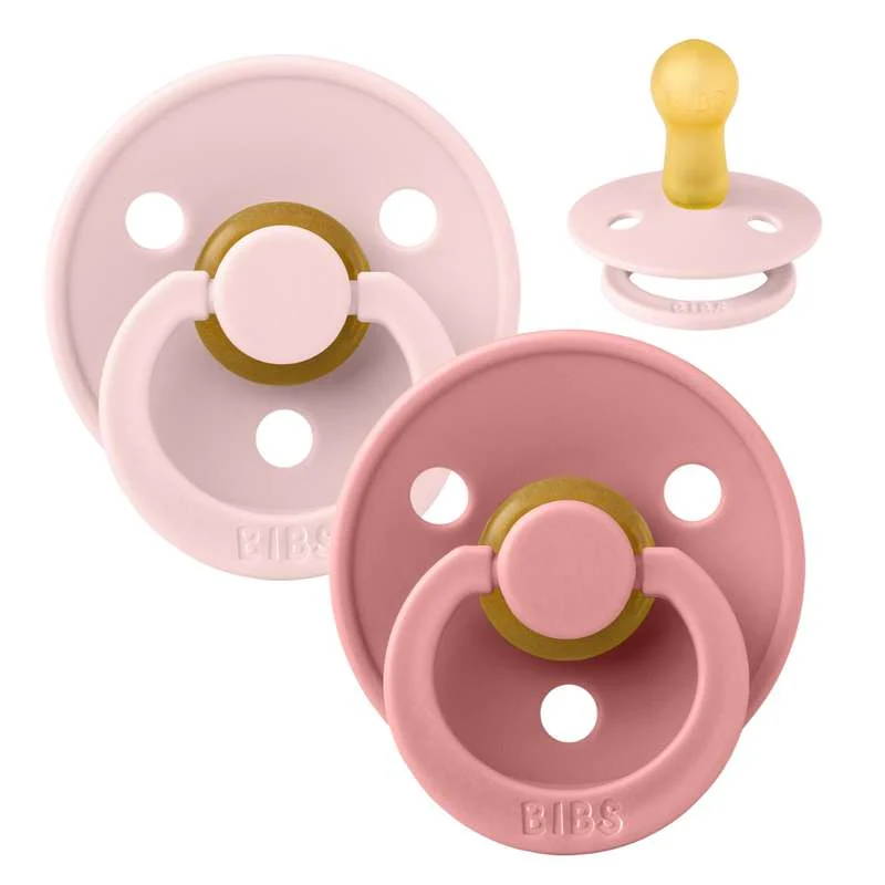 Bibs Round Colour Pacifier - 2-Pack - sz. 2 - natural tpr - Blossom/Dusty Pink