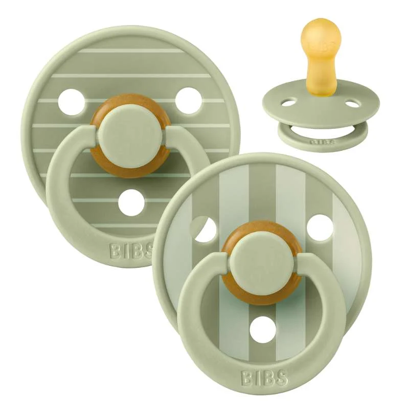 Bibs Round Colour Pacifier - 2-Pack - sz. 2 - natural tpr - Studio - Pin - Sage/Sage