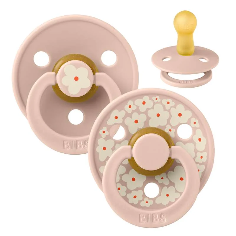 Bibs Round Colour Pacifier - 2-Pack - sz. 2 - natural rubberized - Studio - Jasmine - Blush/Blush