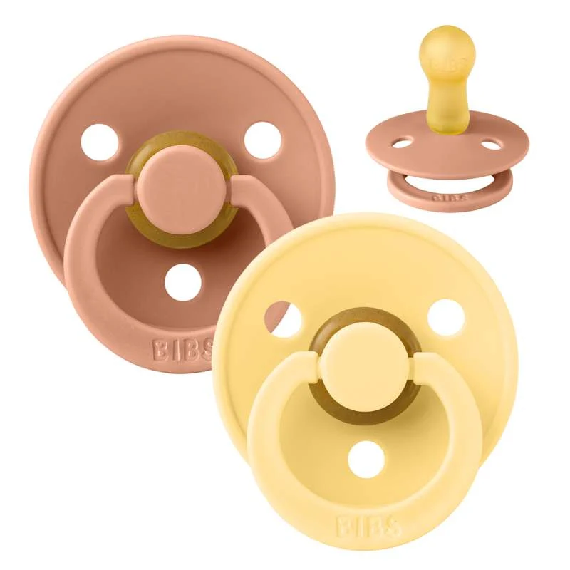 Bibs Round Colour Pacifier - 2-Pack - sz. 2 - natural tpr - Peach/Pale Butter