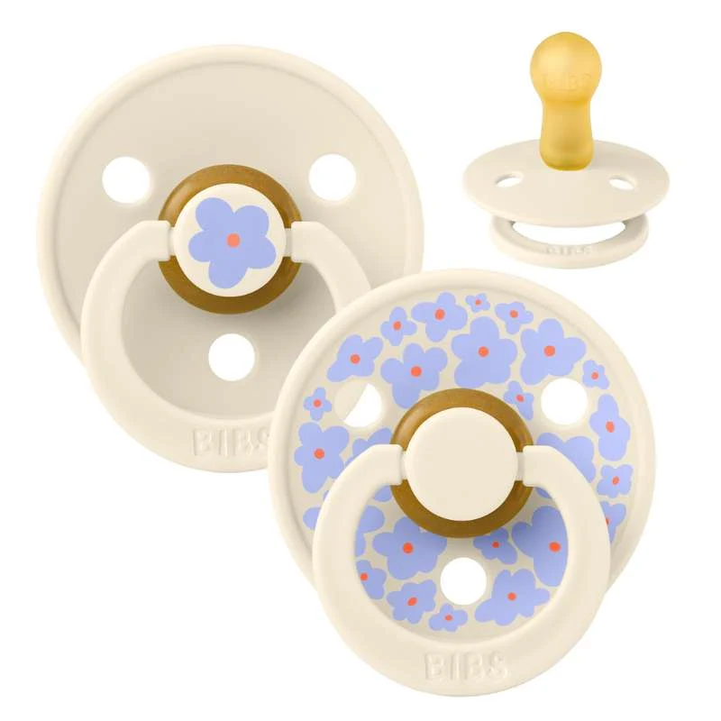 Bibs Round Colour Pacifier - 2-Pack - sz. 2 - natural rubberized - Studio - Jasmine - Ivory/Ivory