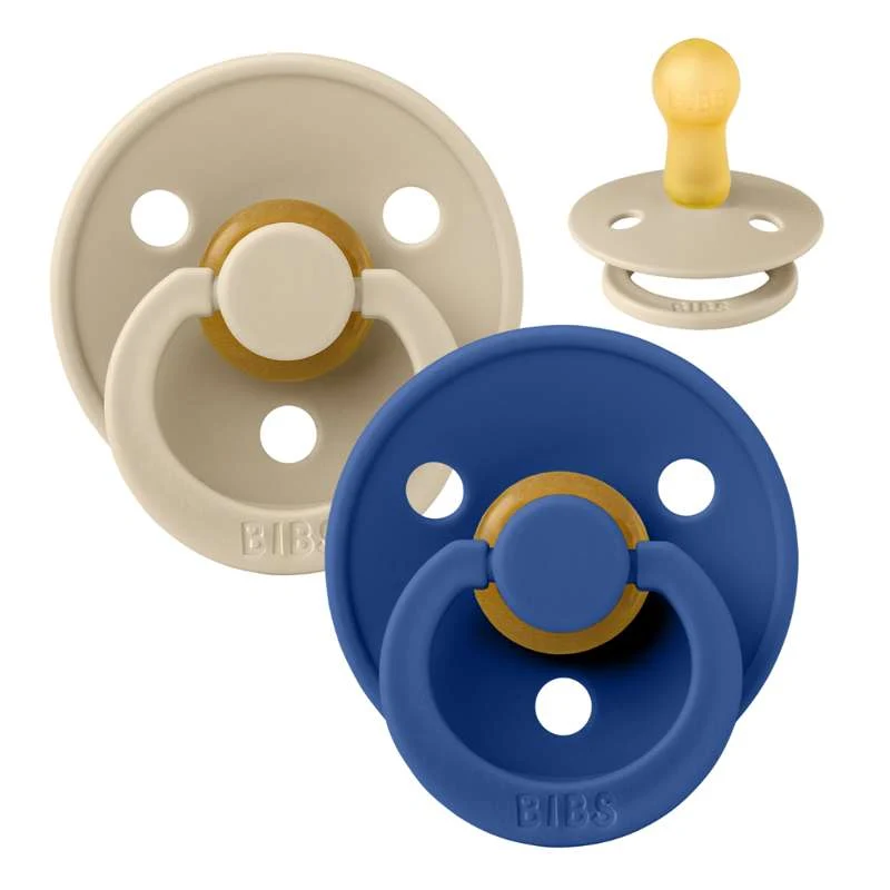 Bibs Round Colour Pacifier - 2-Pack - sz. 2 - natural tpr - Vanilla/Cornflower