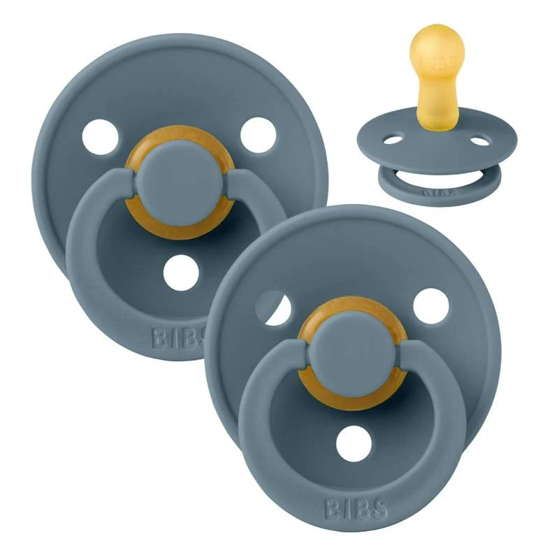 Bibs Round Colour Pacifier - 2-Pack - sz. 2 - natural rubberized - Petrol/Petrol