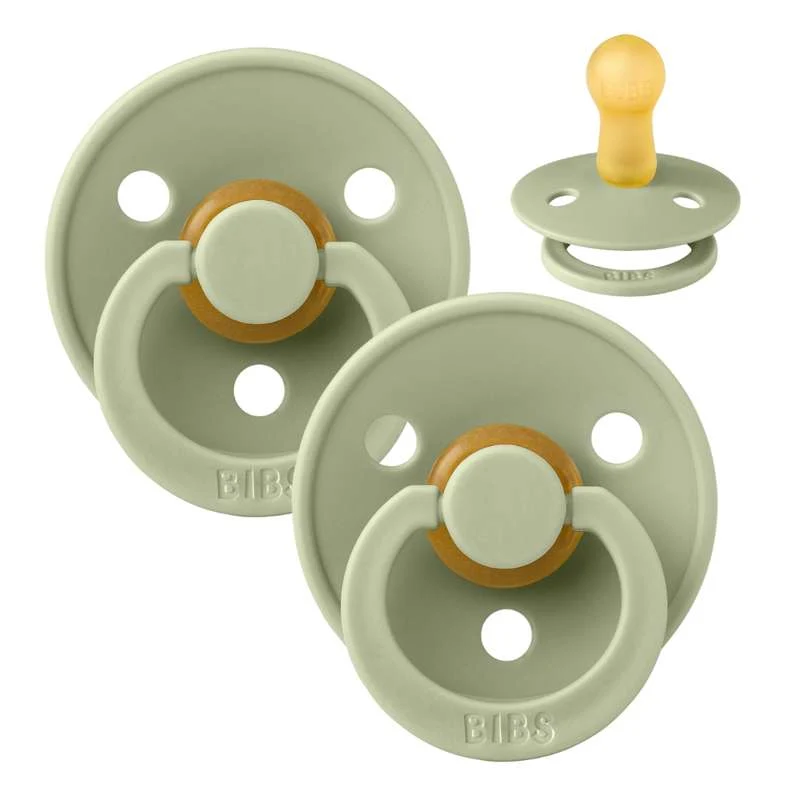 Bibs Round Colour Pacifier - 2-Pack - sz. 2 - natural rubberized - Sage/Sage