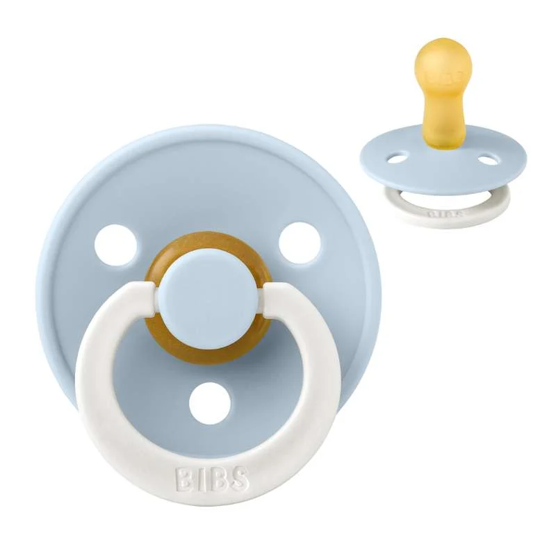 Bibs Round Colour Pacifier - sz. 2 - natural rubber - GLOW - Baby Лазурен