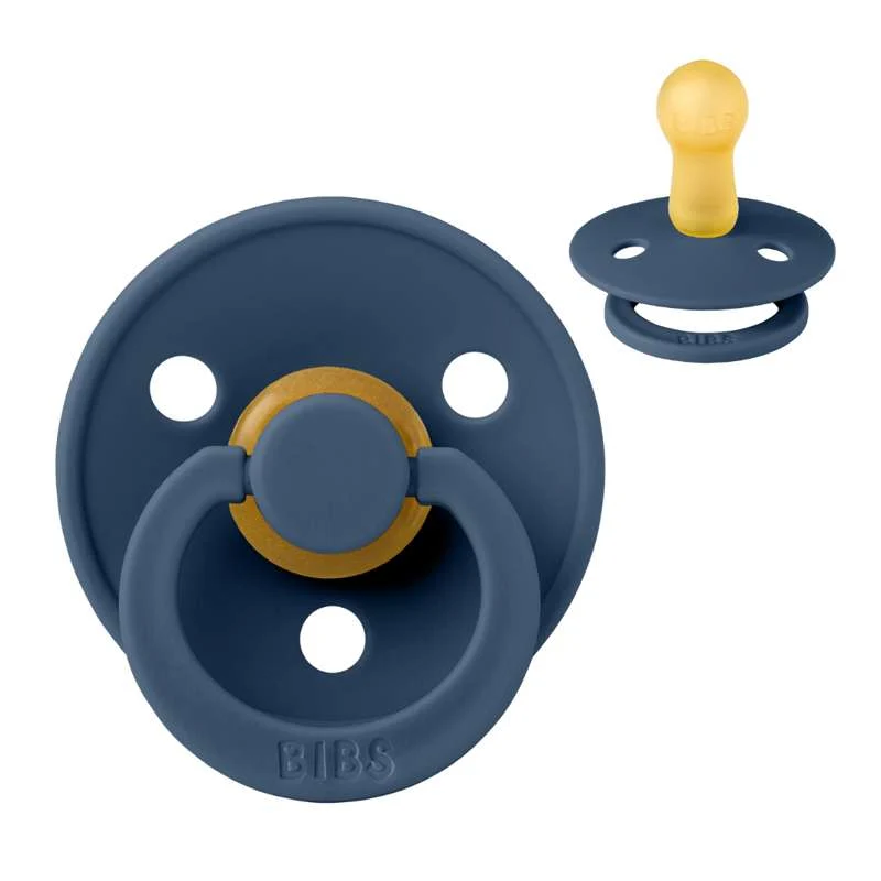 Bibs Round Colour Pacifier - sz. 2 - natural rubber - Steel Лазурен