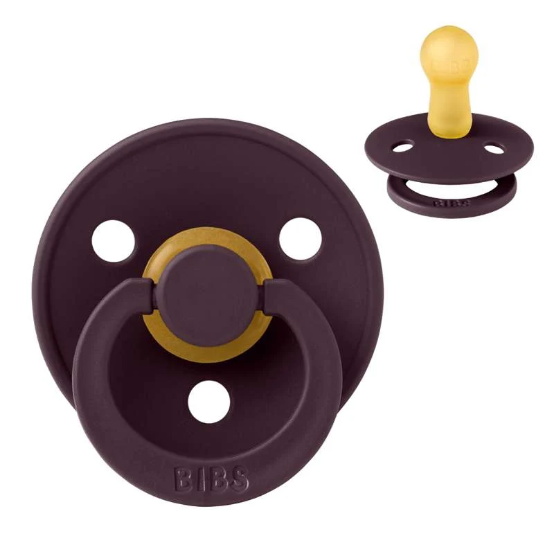 Bibs Round Colour Pacifier - sz. 2 - natural rubberized - Plum