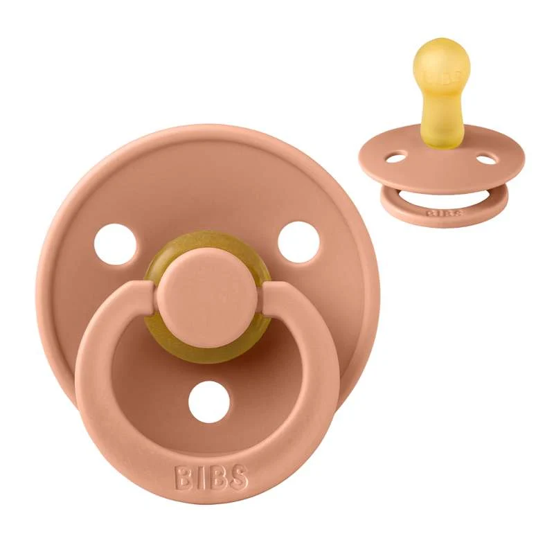 Bibs Round Colour Pacifier - sz. 2 - natural rubberized - Peach