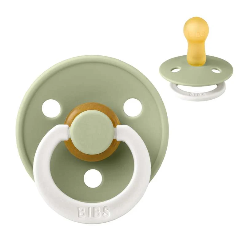 Bibs Round Colour Pacifier - sz. 2 - natural rubberized - GLOW - Sage