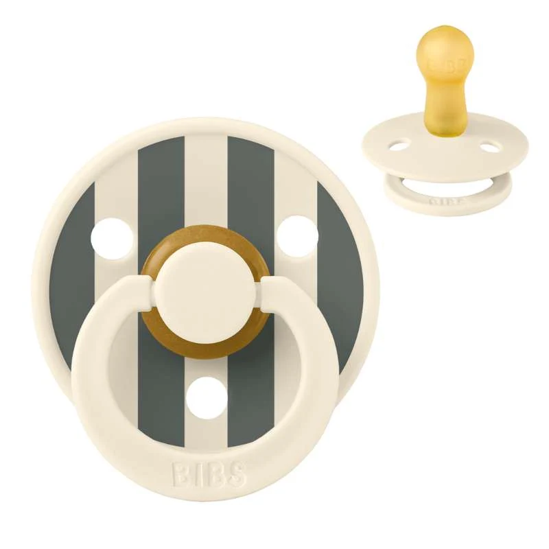 Bibs Round Colour Pacifier - sz. 2 - natural rubberized - Studio - Block - Ivory/Pine