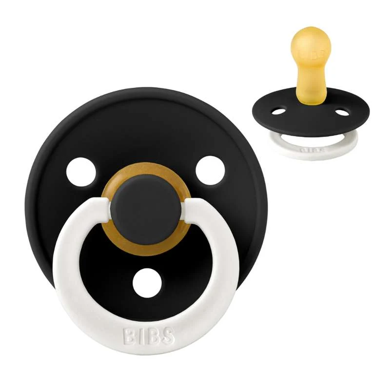 Bibs Round Colour Pacifier - sz. 2 - natural tpr - GLOW - Black