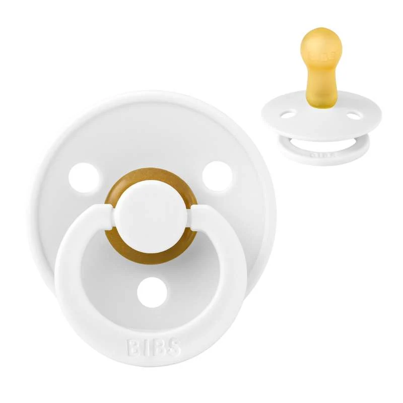 Bibs Round Colour Pacifier - sz. 2 - natural tpr - Hvid