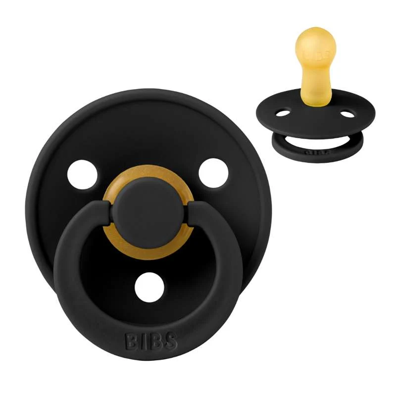 Bibs Round Colour Pacifier - sz. 2 - natural tpr - Black