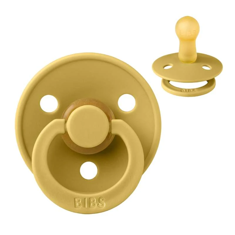 Bibs Round Colour Pacifier - sz. 2 - natural tpr - Mustard