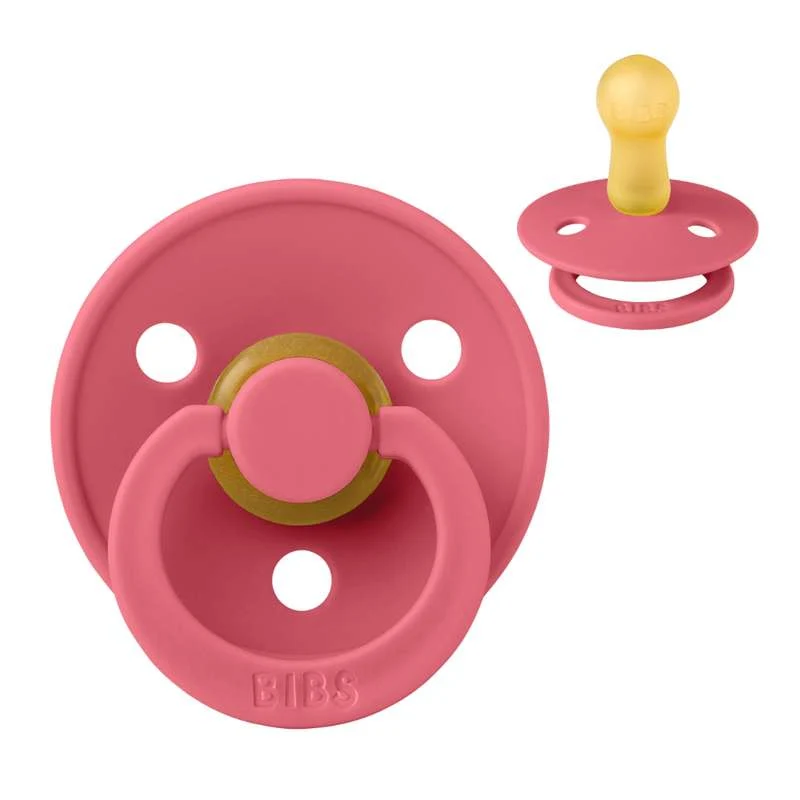 Bibs Round Colour Pacifier - sz. 2 - natural tpr - Coral