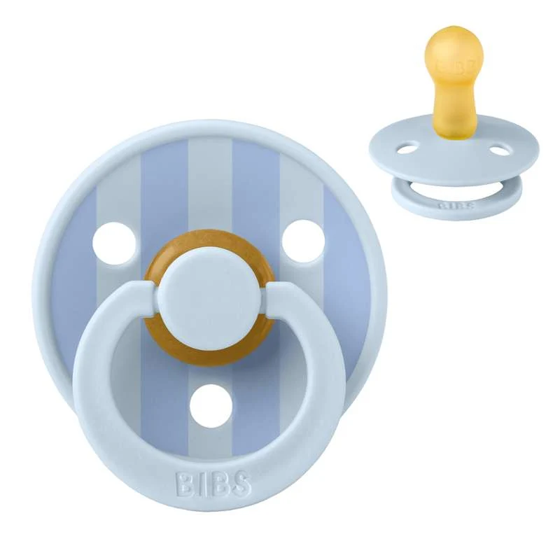 Bibs Round Colour Pacifier - sz. 2 - natural tpr - Studio - Block - Baby Blue/Dusty Blue