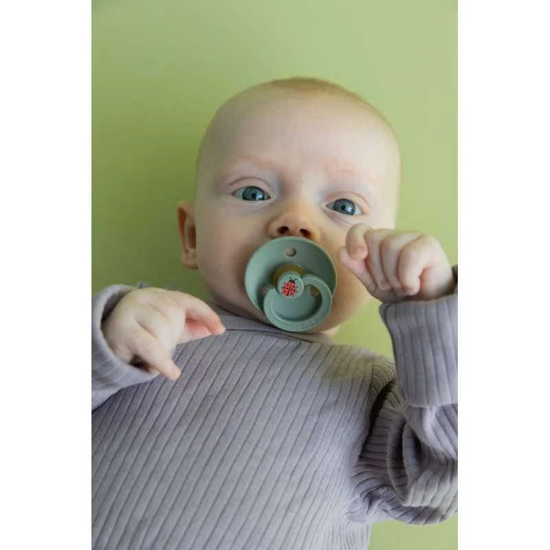 Bibs Round Colour Pacifier - sz. 2 - natural tpr - Studio - Ladybug - Sage