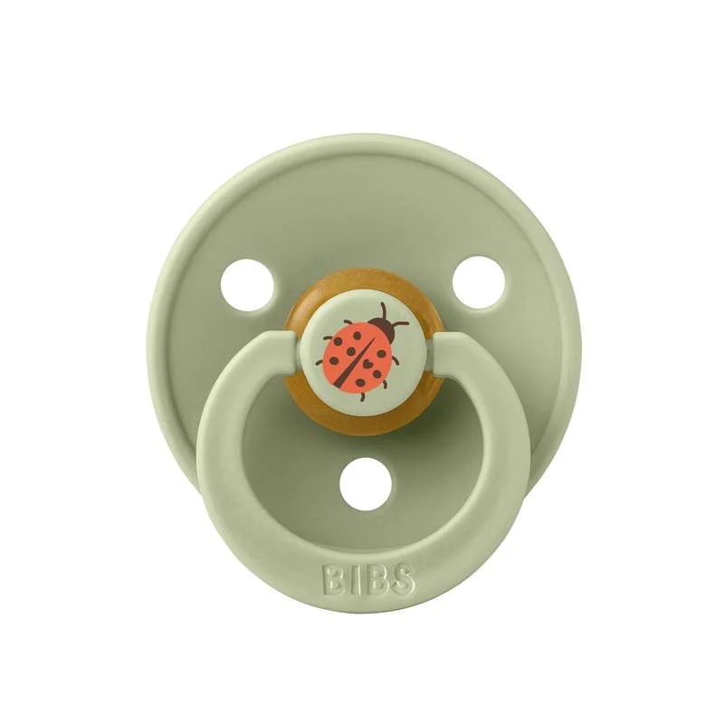 Bibs Round Colour Pacifier - sz. 2 - natural tpr - Studio - Ladybug - Sage